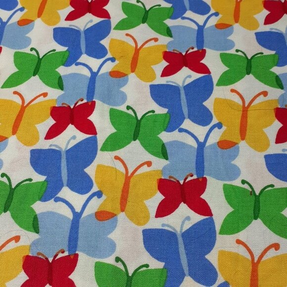 Cotton Sewing Fabric Colorful Butterflies Multi-Colored Spring 1 yd + 7" - Picture 1 of 6